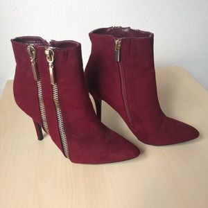 High-Heels Burgundy Ankle Boots